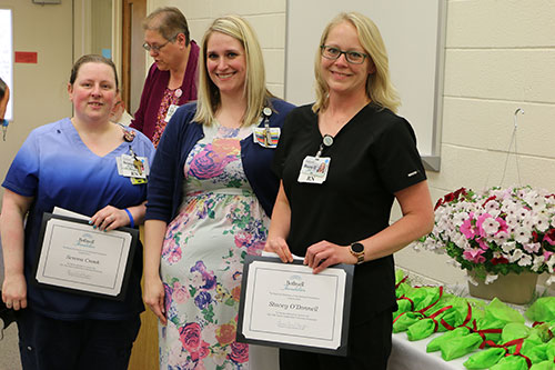 From left, Ann Martin, Nurse of the Year; Sarah Anderson, Nursing Support Person of the Year; and Ronda McMullin, DAISY Award winner 