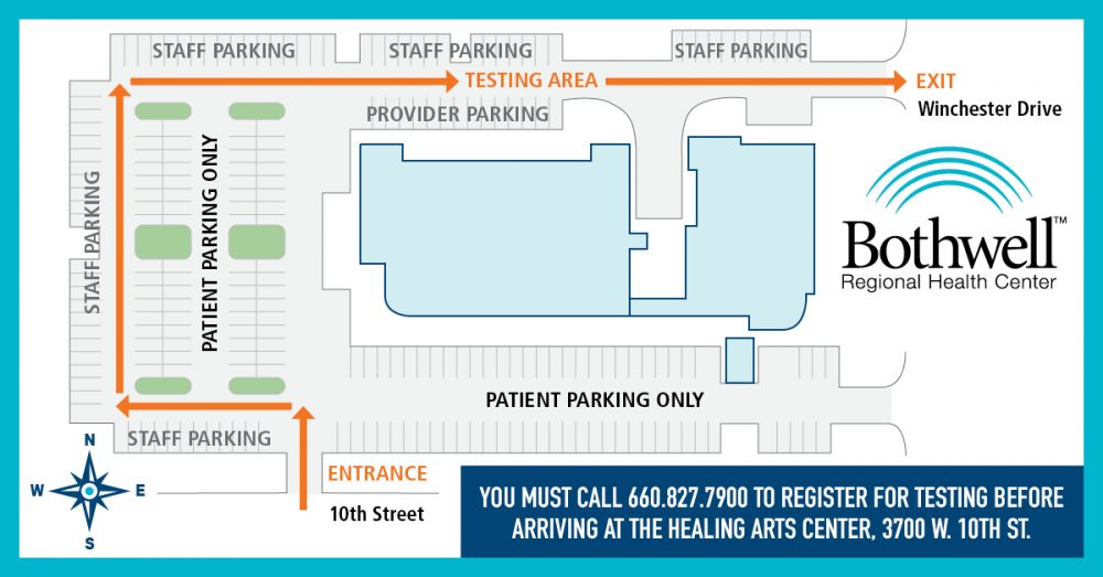 Drive thru COVID-19 testing at the Bothwell Healing Arts Center.
