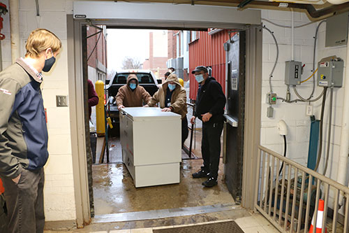 Gardner Denver delivers the vaccine freezer to Bothwell Regional Health Center