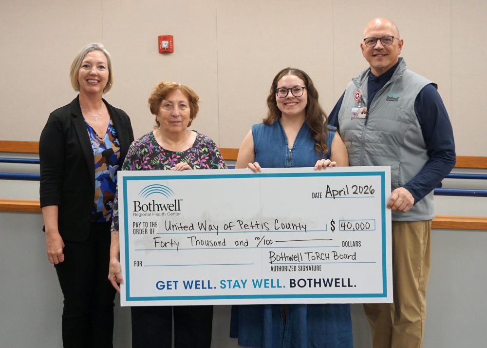 United Way Pettis County (UWPC) board members, pictured with a $40,000 grant awarded by the ToRCH Be Well Leadership Board.