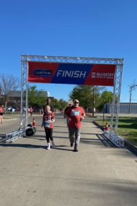 Kevin Butler crossed the finish line in April at the annual Bothwell Foundation Lub Dub 5K/10K Walk/Run with his youngest granddaughter, Mattie Kate. Butler completed the race just six months after undergoing quadruple bypass surgery. 